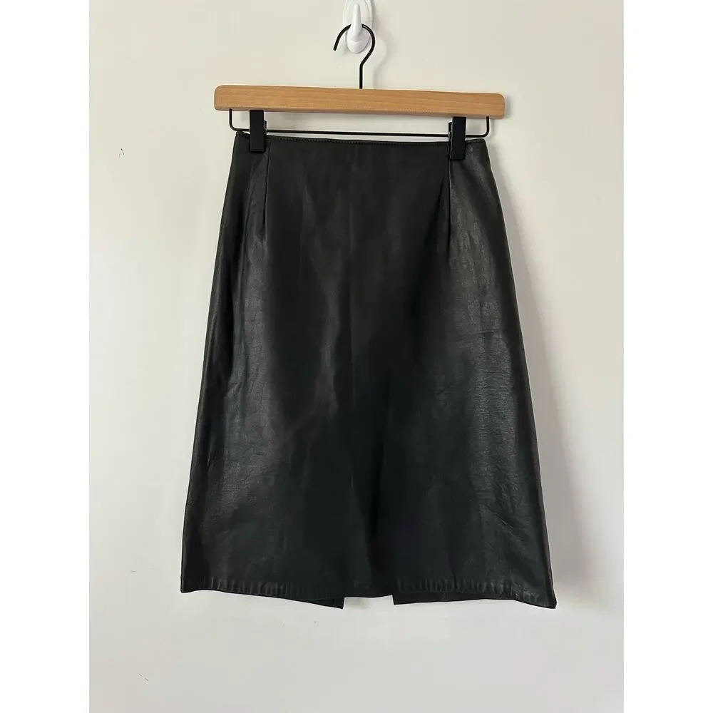 Vintage Black Leather Skirt by Contempo Casuals size 4